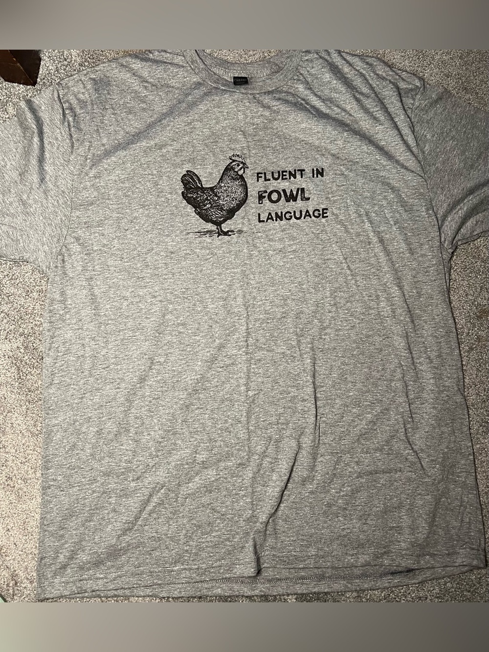 NWOT Chicken shirt plus size 2X gray, fowl language t-shirt.
